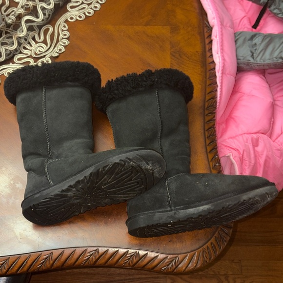 UGG Black Suede Boots with Shearling Trim - Picture 3 of 7